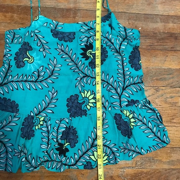 LOFT Blue Paisley Floral Print Peplum Tank Top - Picture 6 of 8